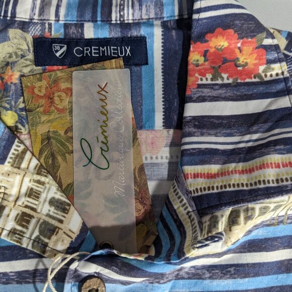 NEW- Size L Mens Cremieux Short Sleeve Button Down Shirt Martinique Cotton Rayon - Picture 5 of 7